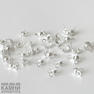 Маскировочная кримпа каллота малая 6х4/8х6 мм, цвет серебро, цена за пару