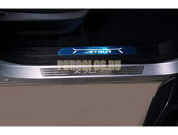 Накладки на пороги (лист шлифованный надпись X70 Plus) 2шт для Jetour X70 Plus 2023-