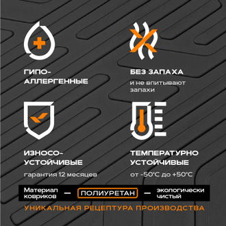 Коврик салонный полиуретановый (черный) для Volkswagen Tiguan (17-Н.В.)  (Борт 4см)