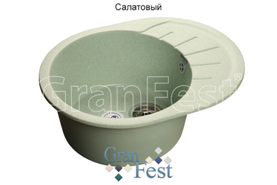 Мойка гранитная Granfest Rondo GF-R580L 450x580мм песочная, с сифоном Ани