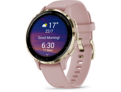 Garmin Venu 3S Soft Gold Stainless Steel Bezel with Dust Rose Case and Silicone Band (010-02785-03 / 010-02785-53)
