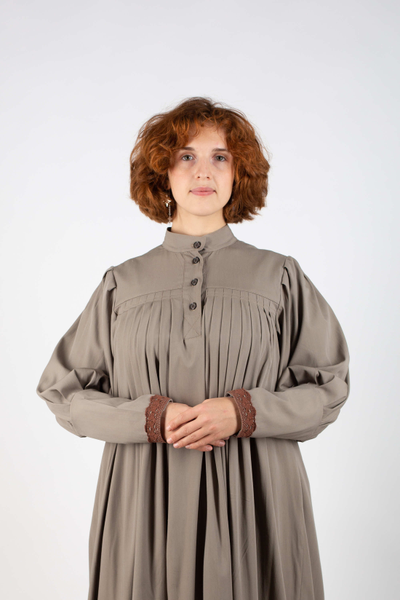 Платье «Поморское» Оливковое - шерсть смесовая