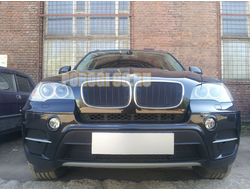 Защита радиатора BMW X5 E70 2006-2013 / BMW X6 2008-2014- (3D) black PREMIUM