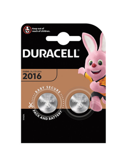 Батарейки DURACELL Lithium, CR2016, литиевые, КОМПЛЕКТ 2 шт, в блистере