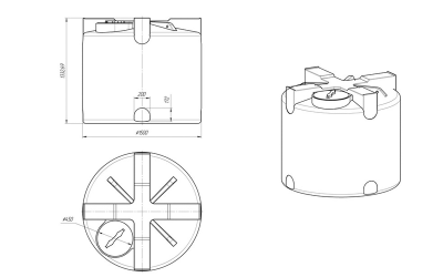 Размеры полиэтиленовой емкости на 2000 литров Т2000