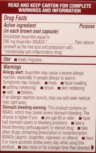 Advil Migraine Liquid Filled Capsules - Обезболивающее средство от мигрени и головной боли