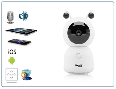Wi-Fi поворотная видеоняня Ramili Baby RV100C с креплением, с DVR. 2K