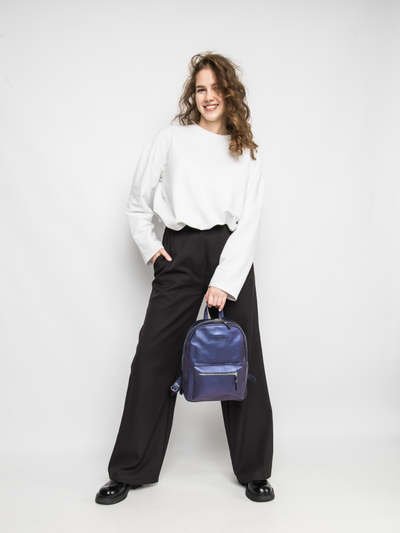 Женский кожаный рюкзак Anzolla Premium blue chameleon 
(арт. 3040-58)