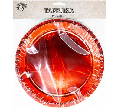 Тарелка фольг красная 17см 6шт