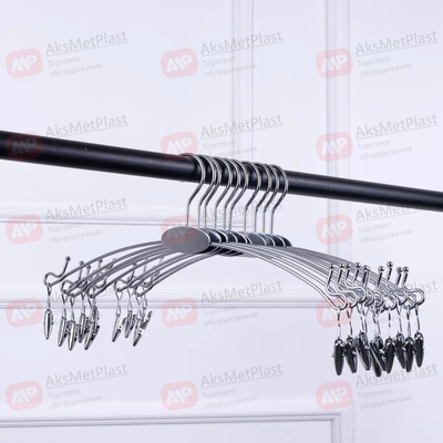 AM2806S Вешалка металлическая для нижнего белья с прищепками на проволоке, цвет: серебро