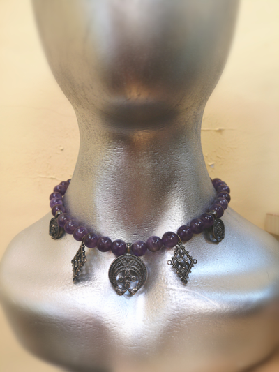 Бусы "Лунница" из натурального аметиста