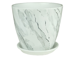 Белый с рисунком "под мрамор" оригинальный керамический цветочный горшок диаметр 21 см