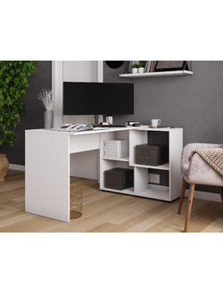 СКМУ-4 компьютерный стол угловой Белый с тиснением «Древесные поры»