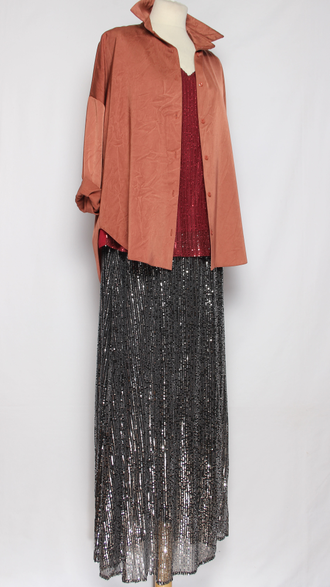 РУБАШКА ВИСКОЗА "Жатая" терракотовая р.48-54