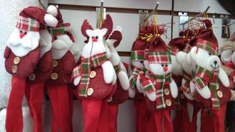 Украшения на ёлку Дед мороз и друзья длинные ноги упаковка 12 штук