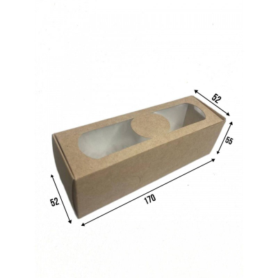 Коробка для десерта (крафт/белая), 170*52*55мм