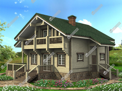 Двухэтажный Дом из клееного бруса "Княжий луг", 170 м2