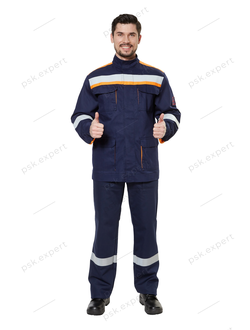 Костюм защитный от электродуги летний/демисезонный усиленный "СП02-ЛIV" цвет синий/оранжевый