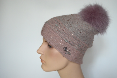 Шапка с помпоном и шарф Vizio Италия 5117 розовый комплект