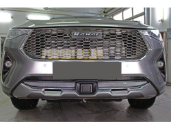 Защита радиатора Haval F7 2019- / Haval F7 X 2019- chrome низ с датчиком ACC (2 части)