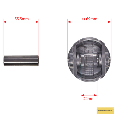 Поршень в сборе 4T двиг. CB250 d-69, p-17 (тефлон) SM-PARTS