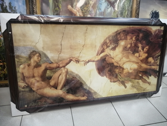 Картина в багете 50х100 см Michelangelo Buonarroti - Creation of Adam
