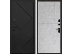 Дверь Стоун Black с панелью Горизонт светлый бетон