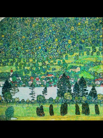 Купить греющую картину с фото репродукции Густава Климта Лес на склоне у озера Аттерзе