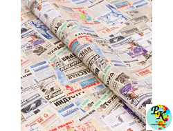 Бумага упаковочная глянцевая "Газета", 70*100 см, 1 лист