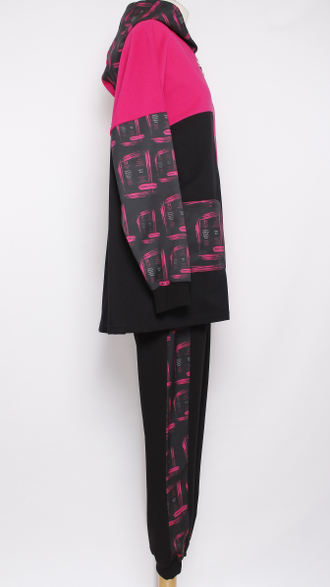 КОСТЮМ ХУДИ НА МОЛНИИ И БРЮКИ"ФУКСИЯ" р.50