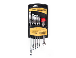 Набор гаечных комбинированных трещоточных ключей с шарниром НТКШ-6 (8-17) серия KBT-PROFESSIONAL для монтажа гаек и болтов с шестигранной головкой