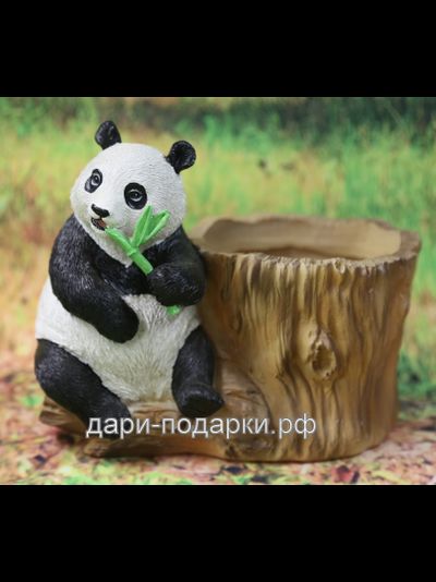 Кашпо Панда у пенька  13*17см   полистоун Россия 695//011287
