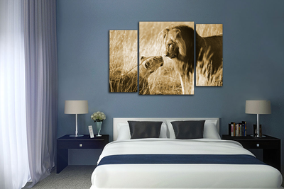 Модульная картина "Любовь царей Саванны"