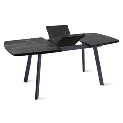 ПРОВАНС.1 Стол обеденный раздвижной, 1350/1750х800х32мм, Пластик Мрамор черный опора 12.1 черная