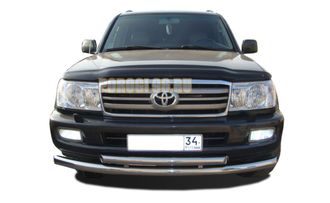 Защита переднего бампера (радиус) двойная	d76/60 для Toyota Land Cruiser 100 (1998-2006)