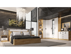 Композиция спальни ЭКО Дуб Вотан-Белый гладкий