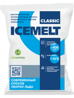 Противогололедный реагент ICEMELT Classic (Айсмелт), 25 кг (до - 15°С)