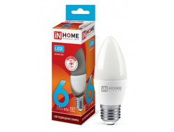 Лампа светодиодная ASD/inHome VC свеча C37 E27 6W(540lm) 4000К 4K 107x37 (без пульсации) 0419