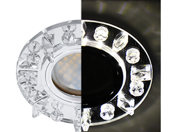 Светильник встраиваемый Ecola MR16 GU5.3 LD1661 Стекло Круг квадр. стразы подсветка 4K Хром-зеркальный 42x95 SK16RNEFB