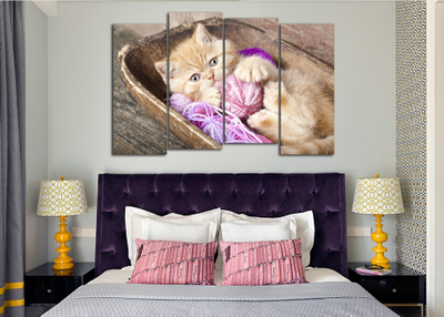 Модульная картина "Котенок с клубочком"