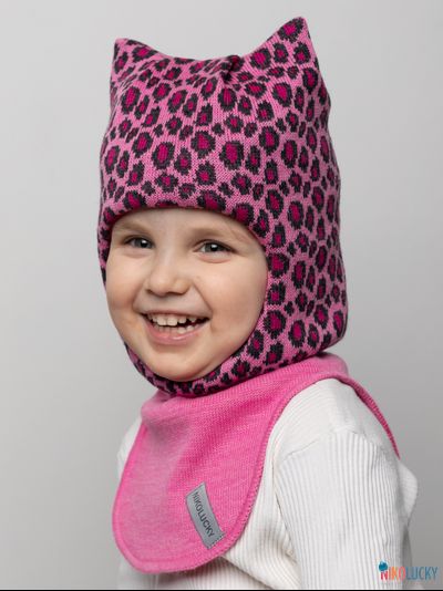 Шапка-шлем 24101-01 с утеплит,ярко-розовый,серый 52-54