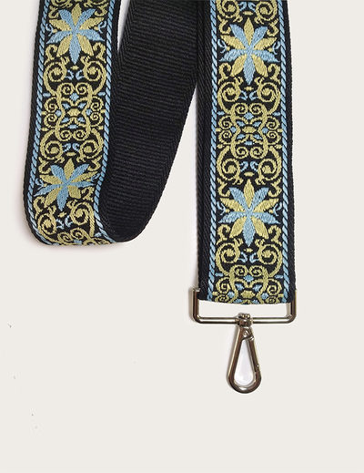 (АРТИКУЛ: 9890/1) ПЛЕЧЕВОЙ РЕМЕНЬ ДЛЯ СУМКИ, ТЕКСТИЛЬ, ЧЕРНЫЙ С БЕЖЕВО-ГОЛУБЫМ РИСУНКОМ