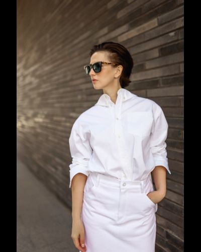 Рубашка с широким воротником (белый)