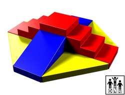 Мягкий модульный Спортивный комплекс «Пирамида» красный / синий / желтый