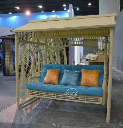 Садовые качели-беседка из ротанга