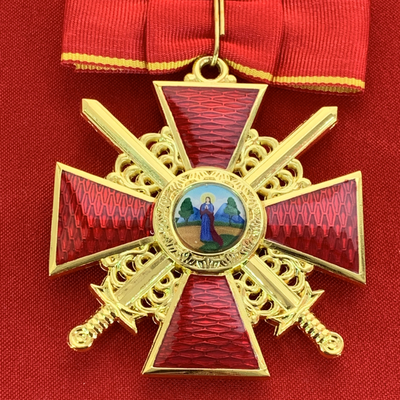 Орден Святой Анны 1-й степени с мечами , с бантом из муаровой ленты. Полноразмерная копия LUX! Лот № 91.