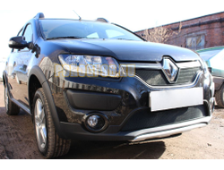 Защита радиатора Renault Logan 2014-2018/Renault Sandero 2014-2018/Renault Sandero Stepway 2014-2018 black верх