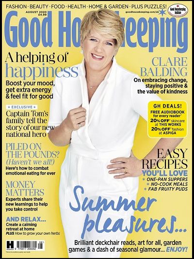 Good HouseKeeping UK Magazine August 2020 Clare Balding Cover, иностранные журналы, Intpressshop