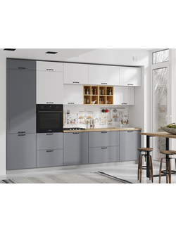 Кухня Ройс К25 серый эмалит/белый