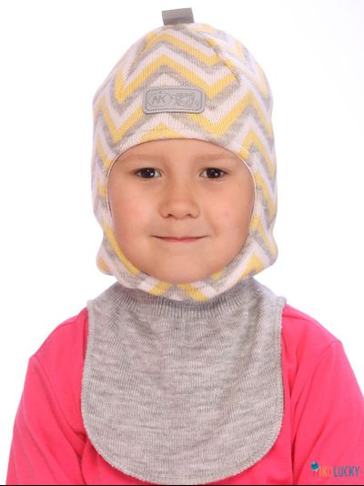 Шапка-шлем  21202-05, цвет серый,желтый, р. 48-50